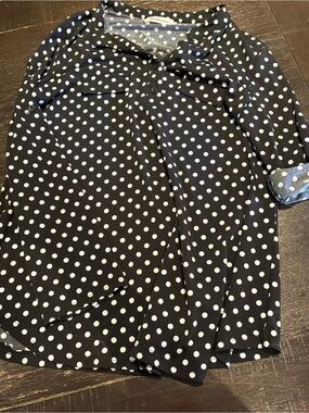 Black & White Polka Dot Button-Up Blouse